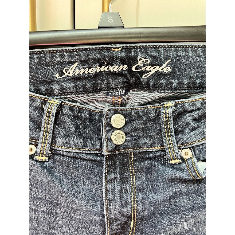 American Eagle Cropped Distressed Denim Women's Size 6 Regular Stretch Jeans - Picture 3 of 5